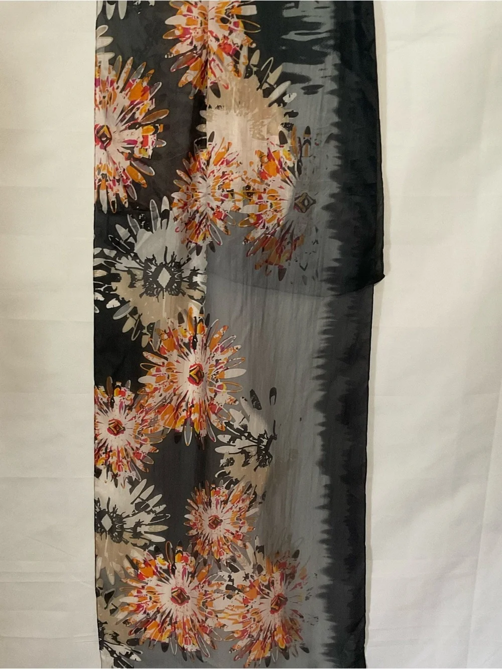 100% Silk Oblong scarf, wrap or belt. Watercolor print.
